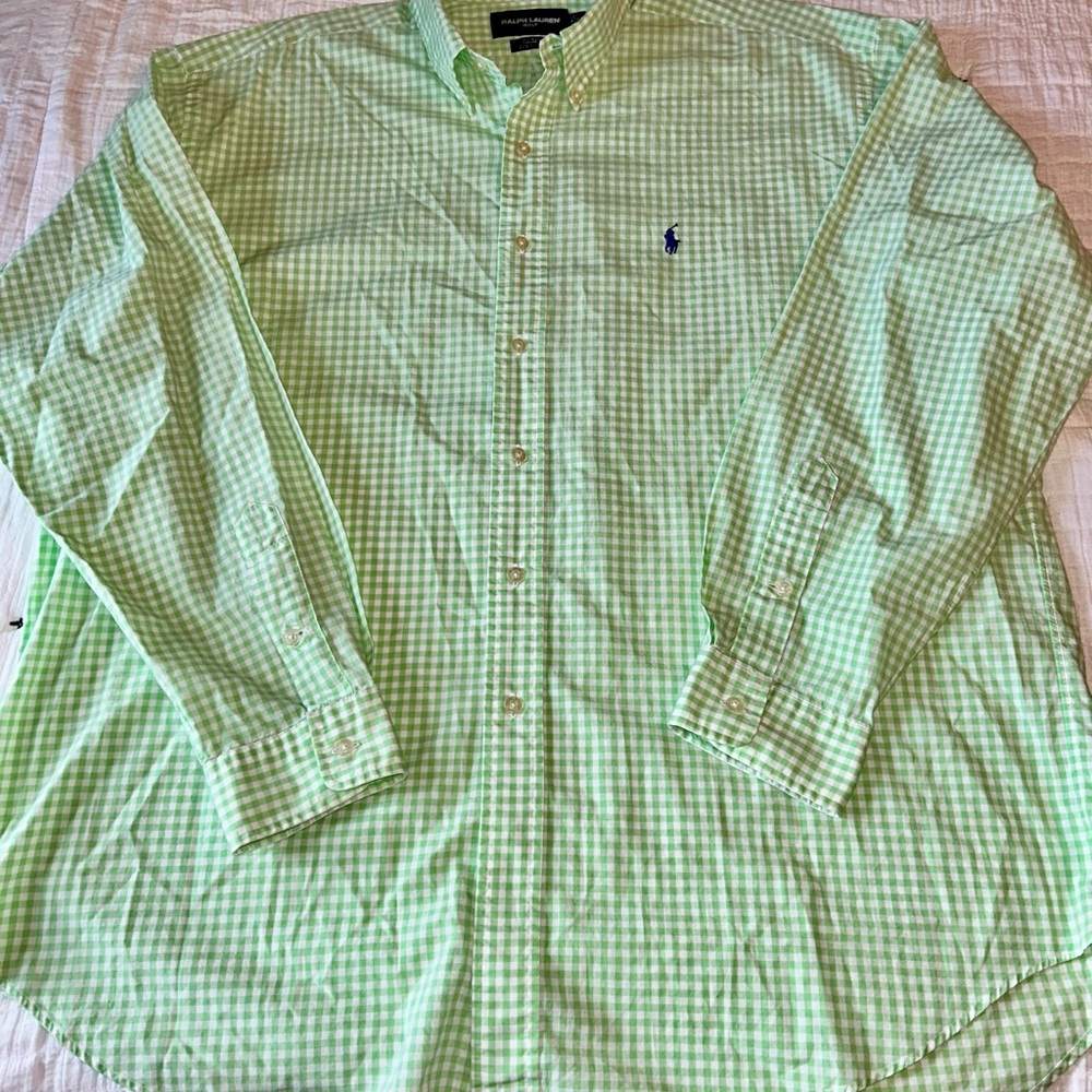 Ralph Lauren golf Men's Green & white Checked Shirt size XL